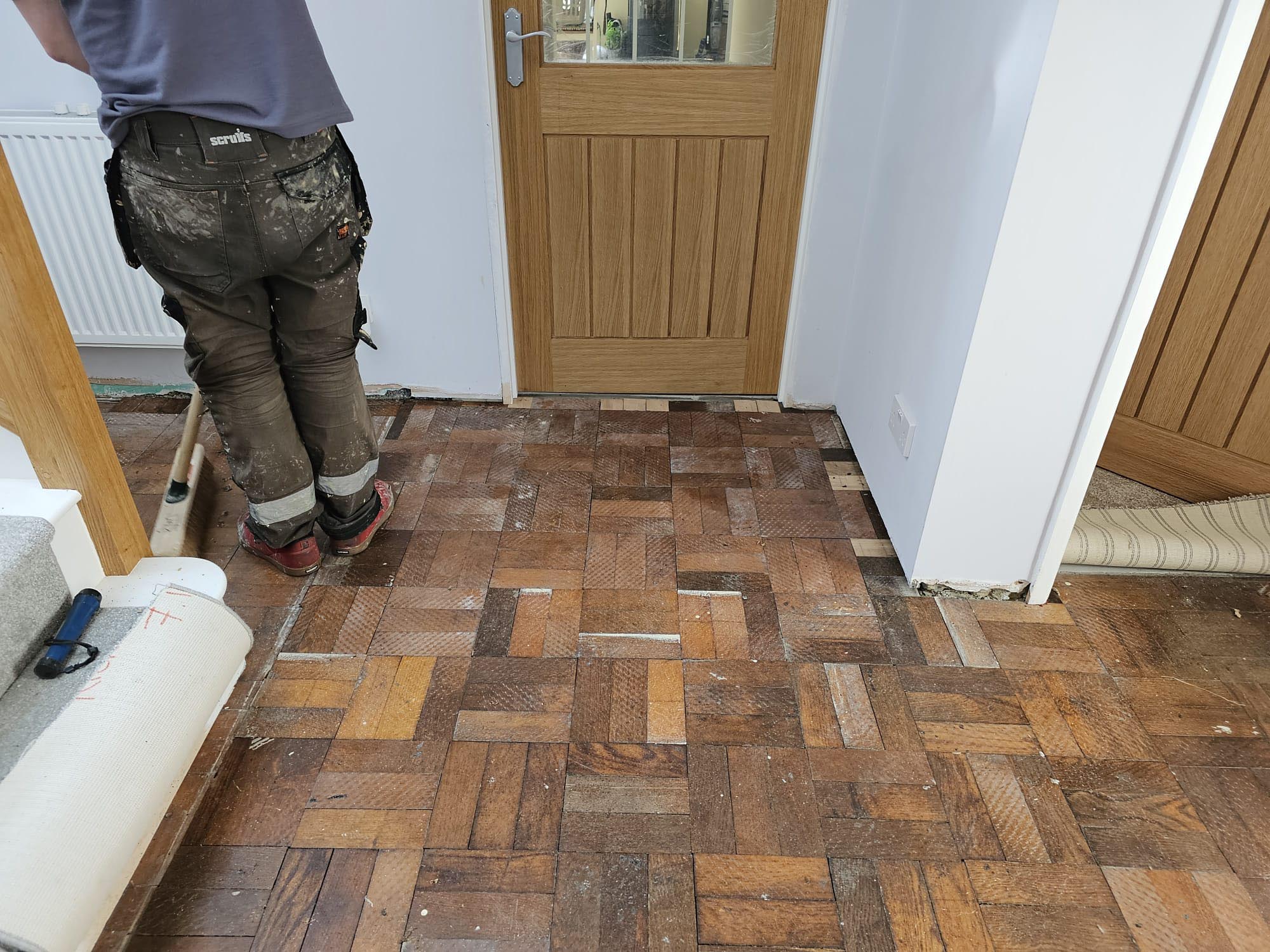 Oak Basket Weave Parquet Restoration, Three Legged Cross, Wimborne