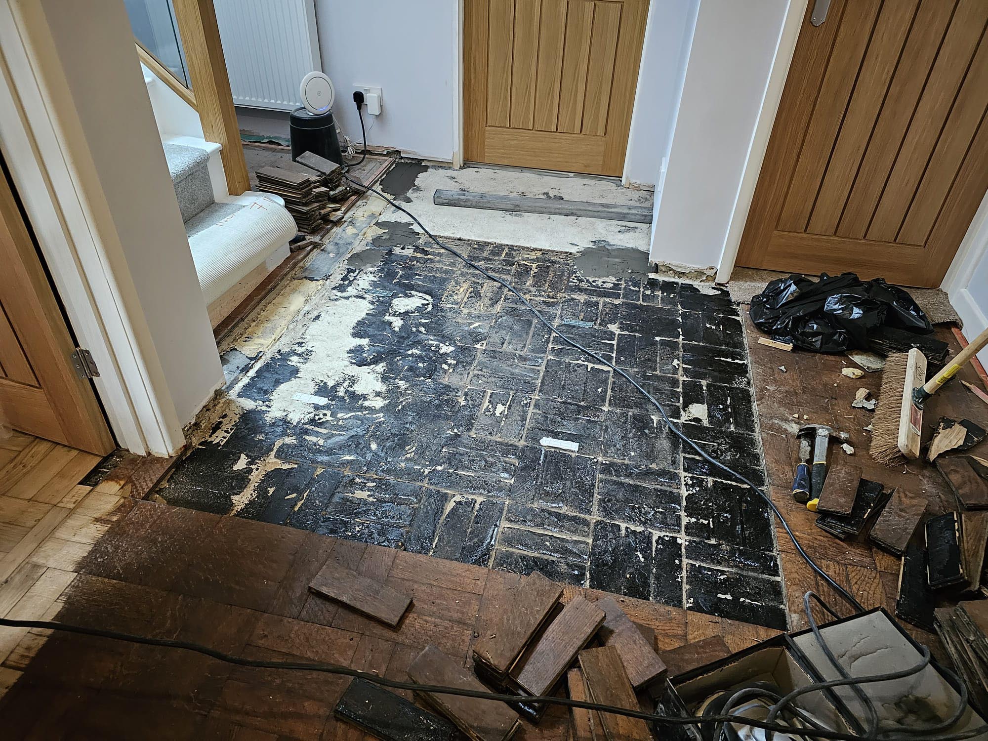 Oak Basket Weave Parquet Restoration, Three Legged Cross, Wimborne