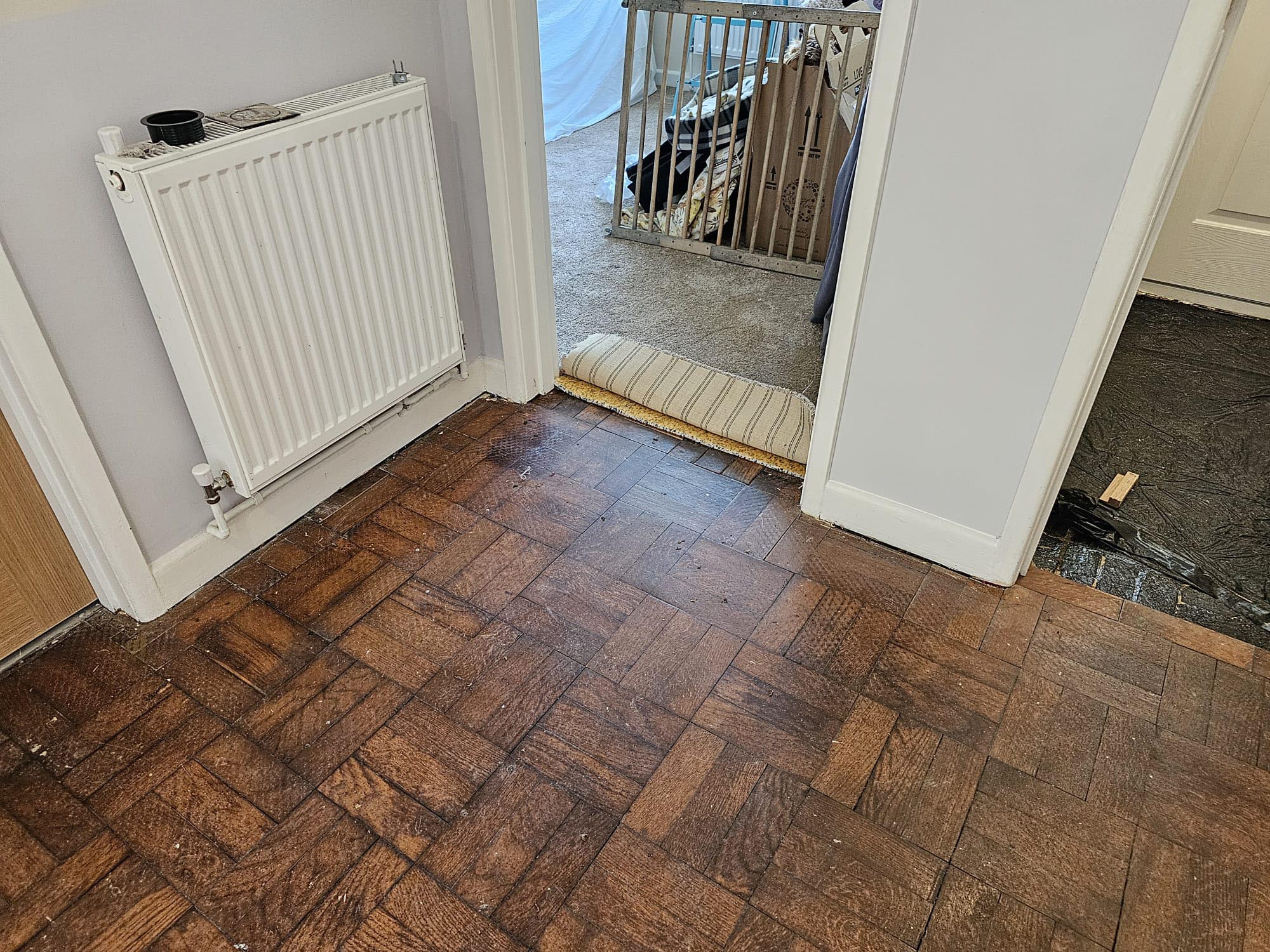 Oak Basket Weave Parquet Restoration, Three Legged Cross, Wimborne