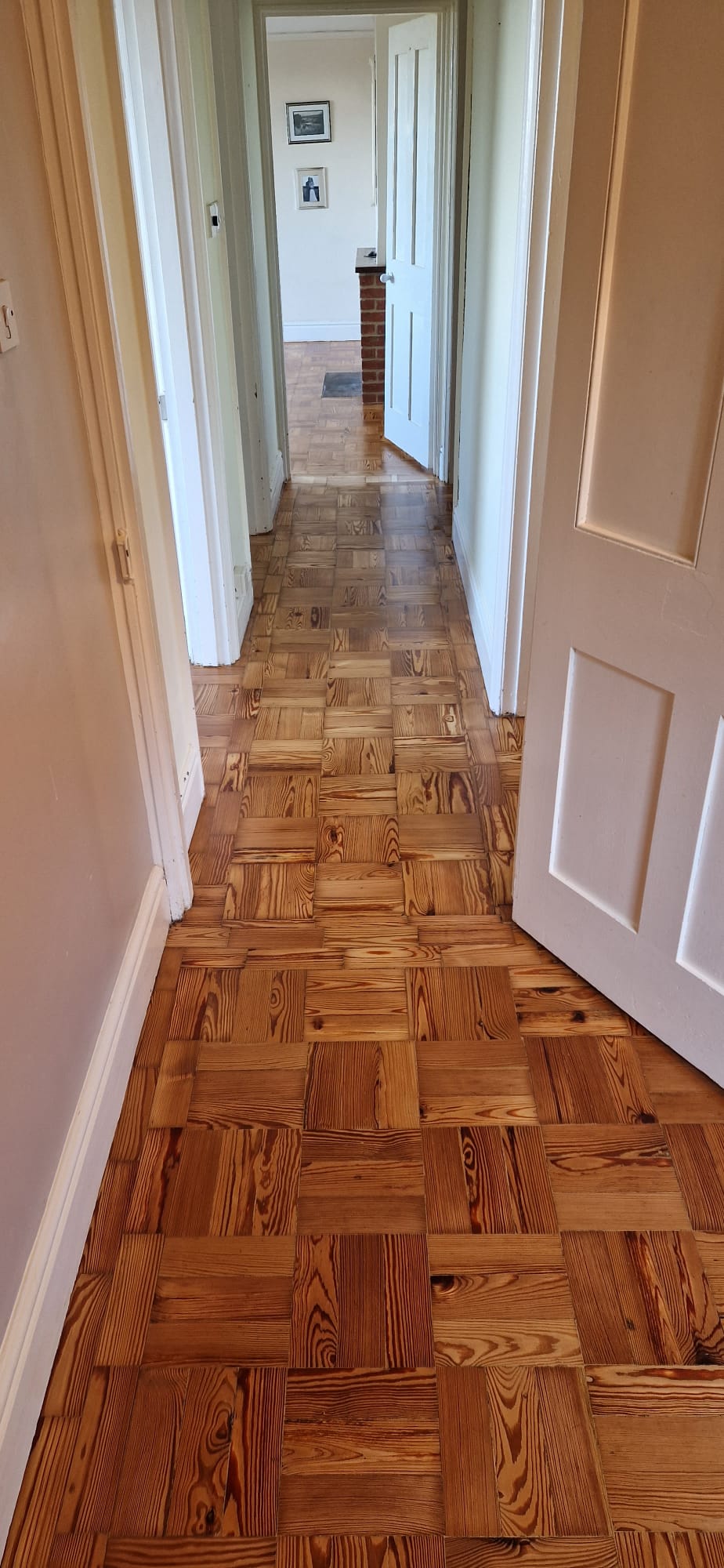 Pitch Pine Basket Weave Parquet Floor Restored, Southampton