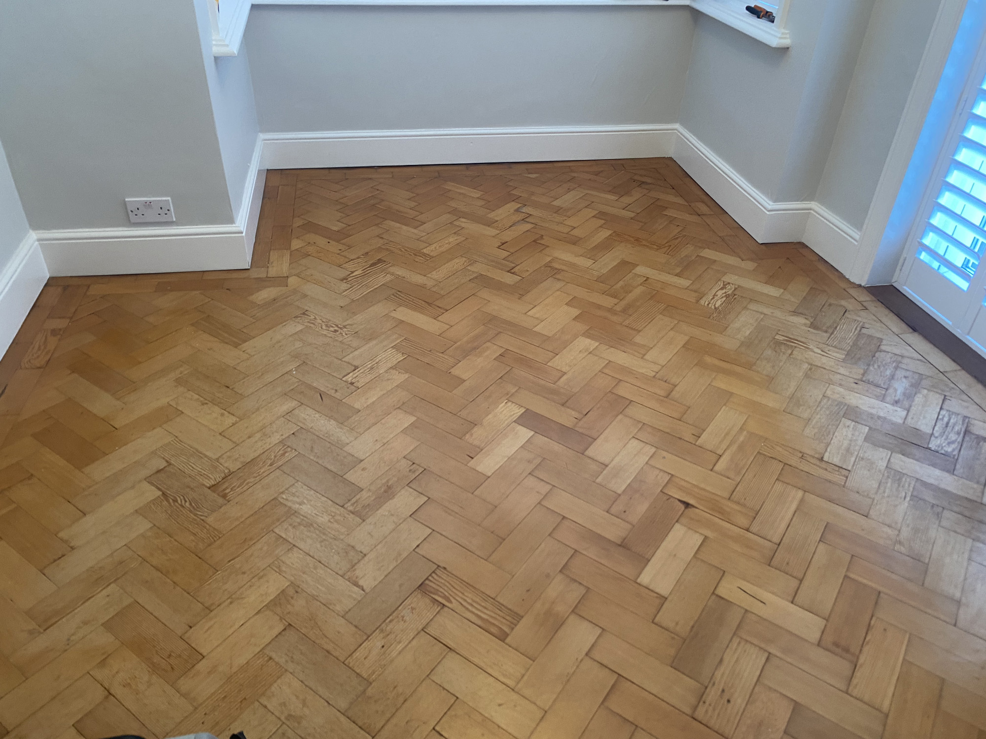 Pitch Pine Herringbone Floor Sanded & Restored, Southampton