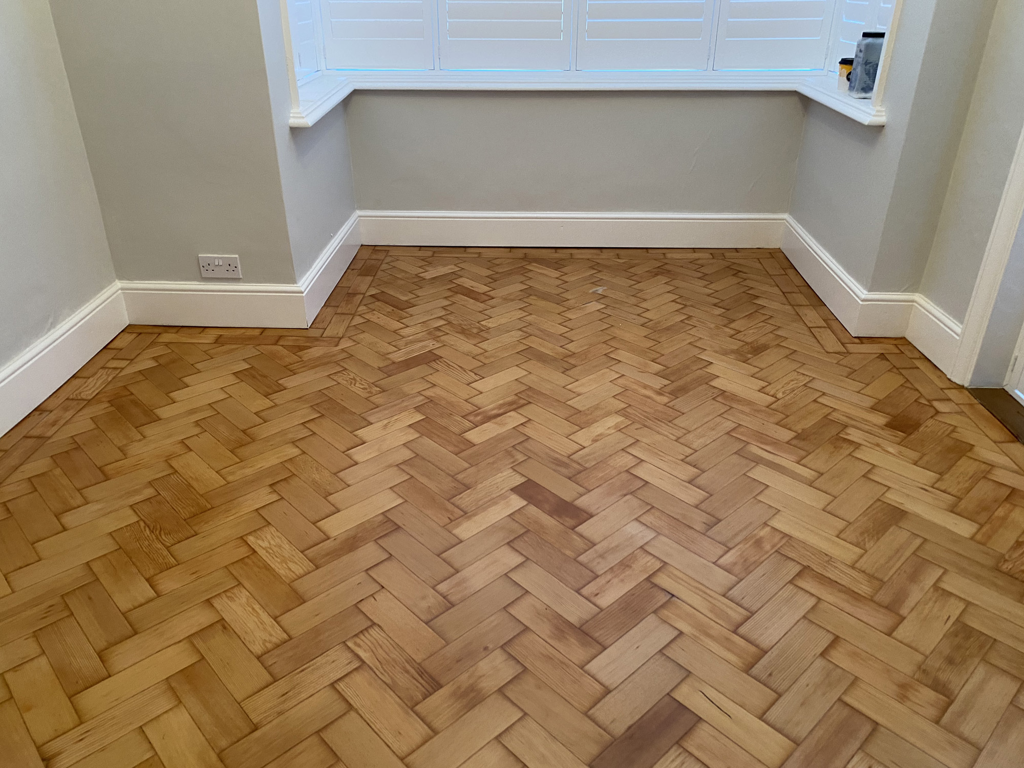 Pitch Pine Herringbone Floor Sanded & Restored, Southampton
