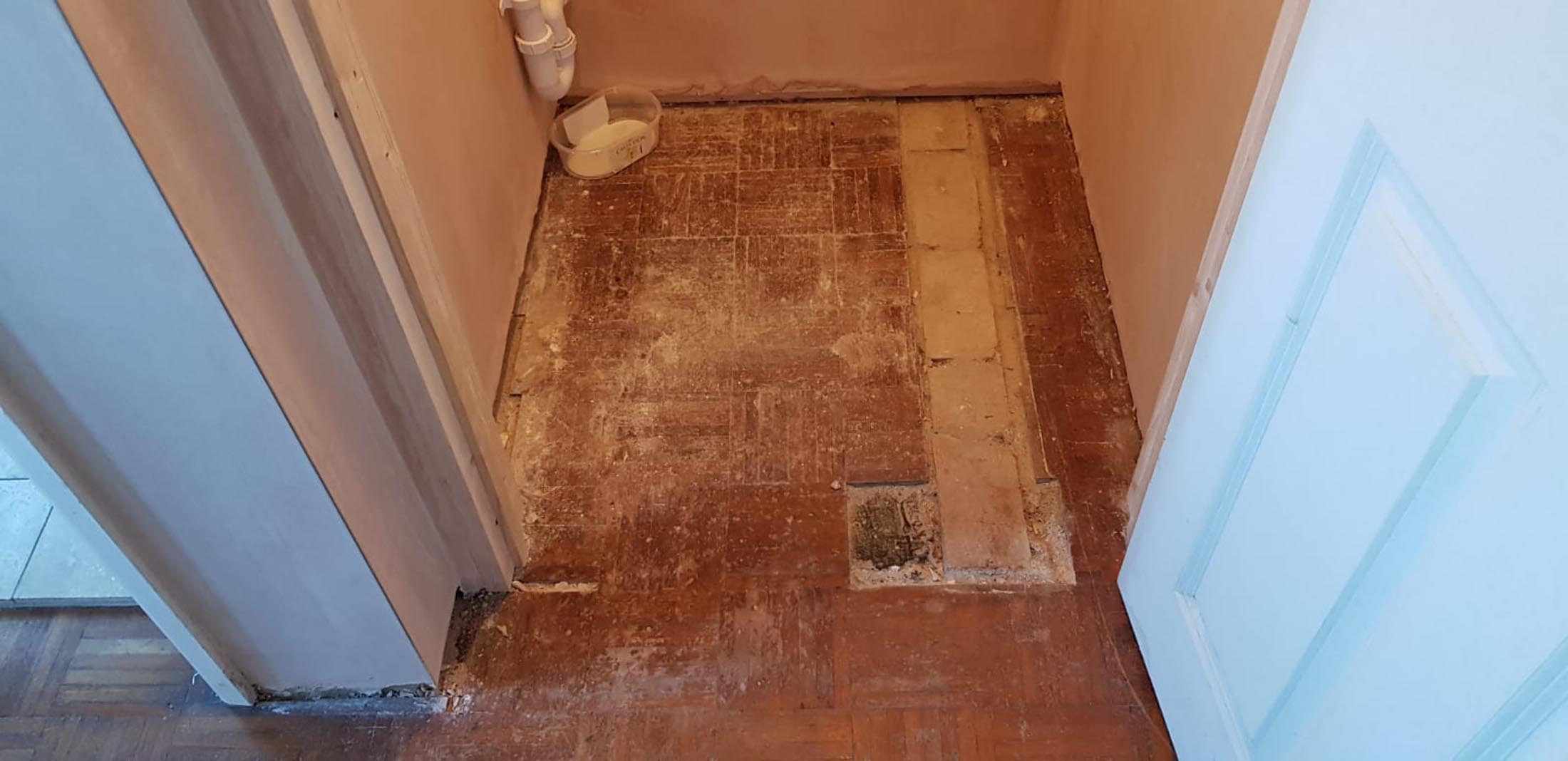 Sanding and sealing/restoration parquet mosaic including lots of repairs, finished with Bona Natural in Southampton