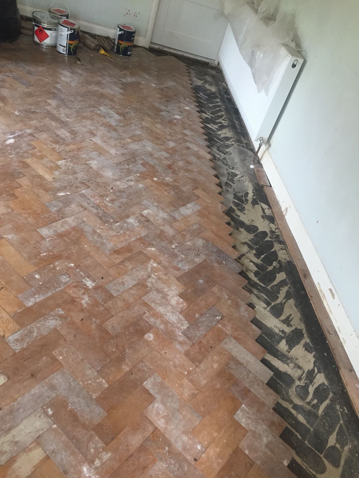 Rhodesian Teak Herringbone Parquet Floor Restored, Romsey