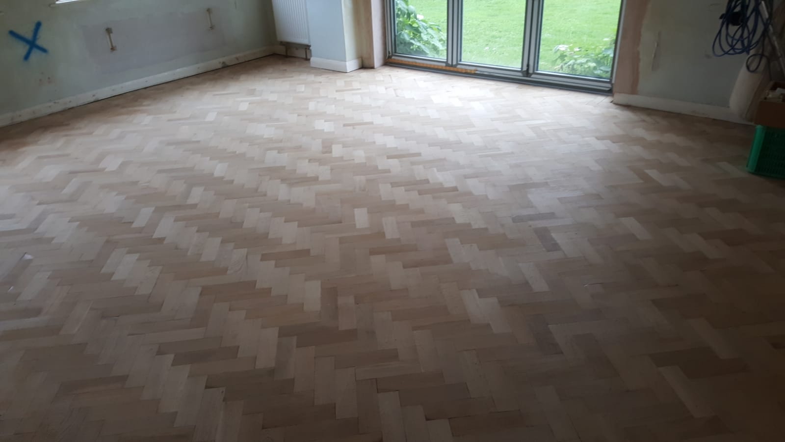 Rhodesian Teak Herringbone Parquet Floor Restored, Romsey