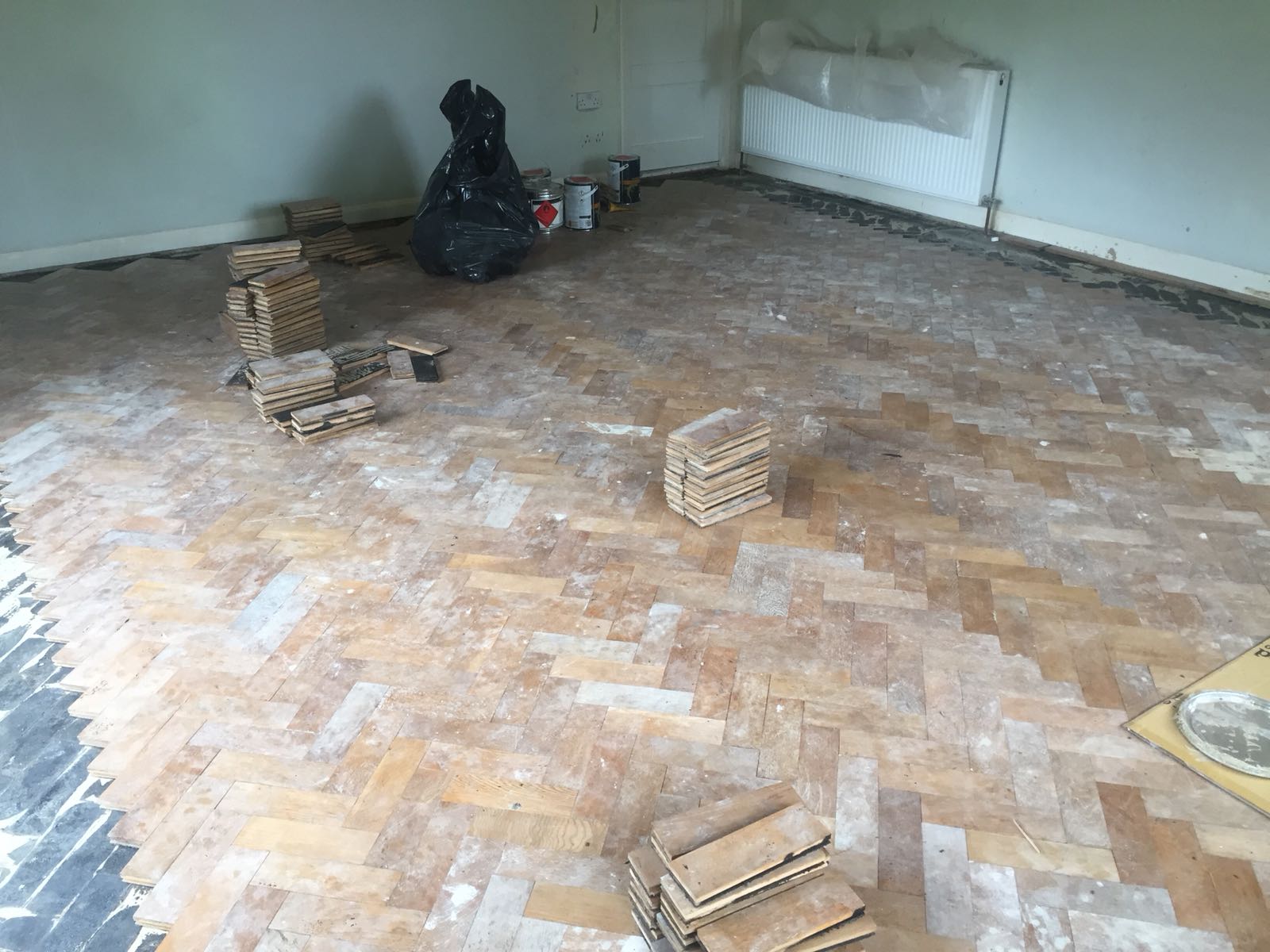 Rhodesian Teak Herringbone Parquet Floor Restored, Romsey