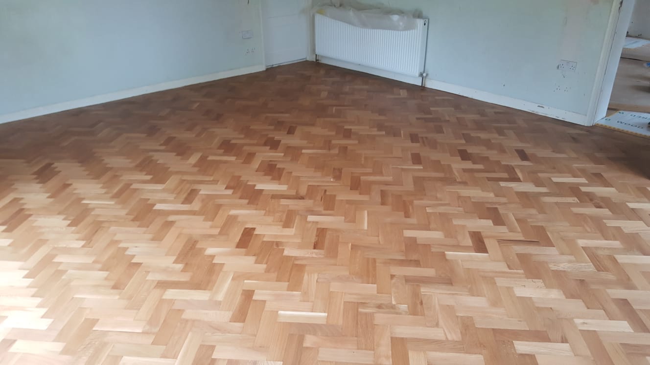 Rhodesian Teak Herringbone Parquet Floor Restored, Romsey