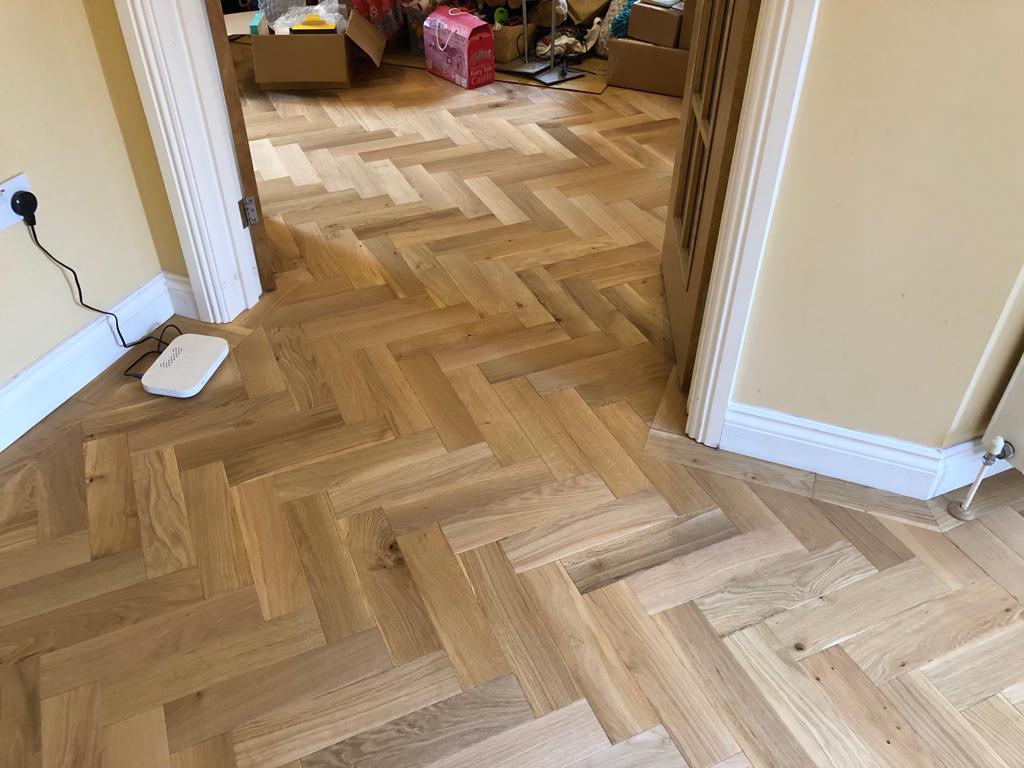 Oak Herringbone Parquet Flooring Installed, Basingstoke