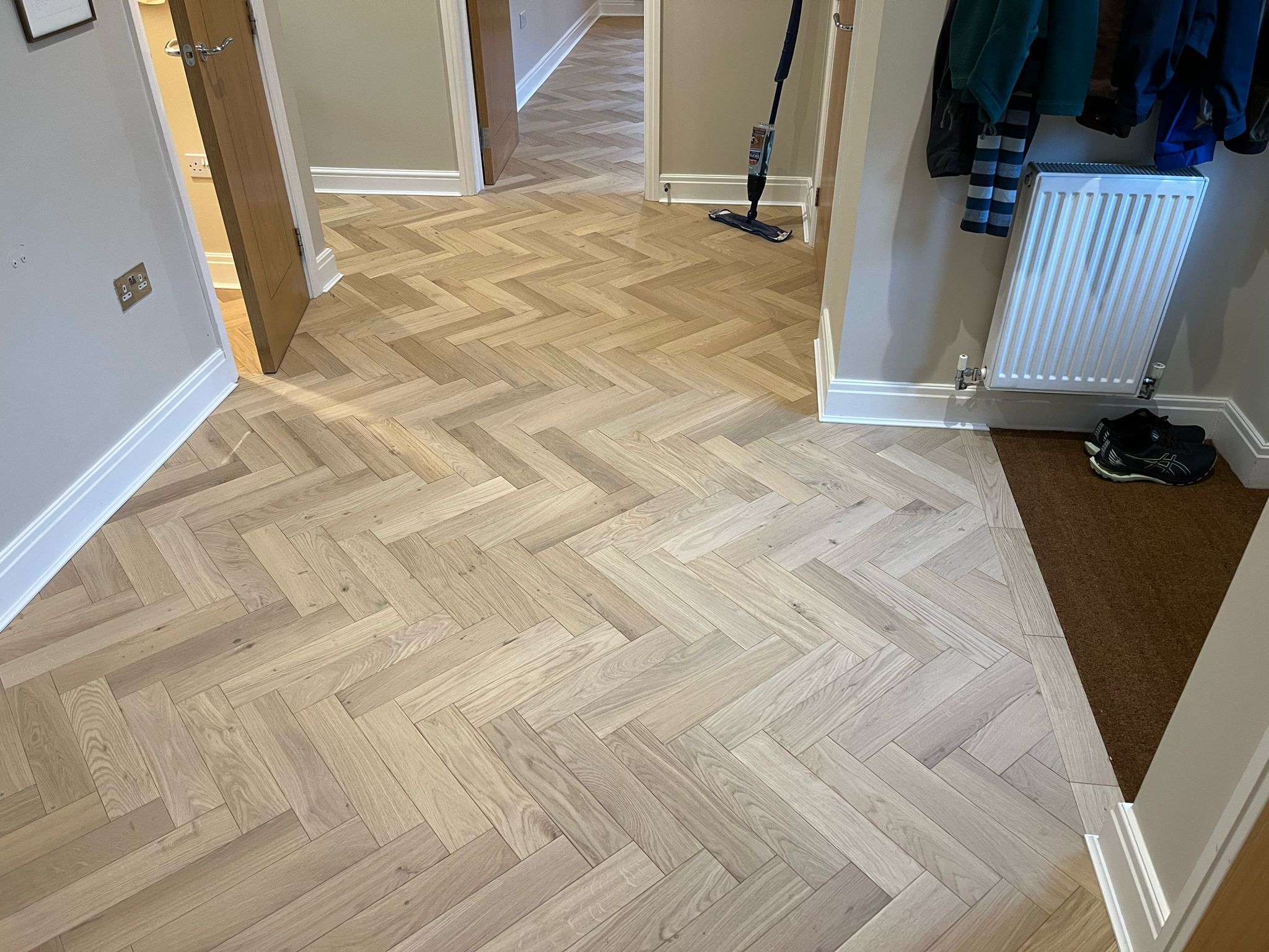 Oak Herringbone Parquet Flooring Installed, Bournemouth