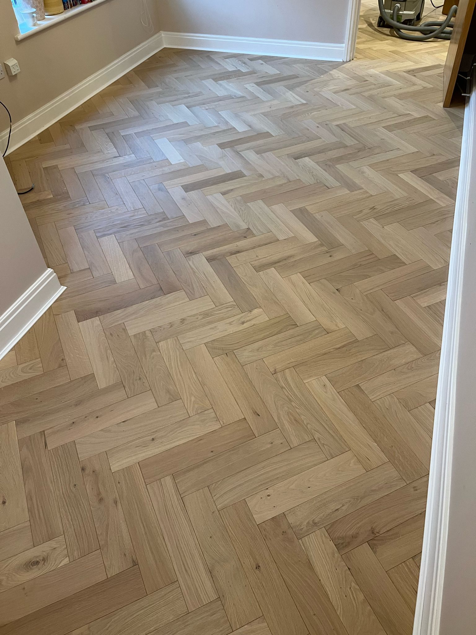 Oak Herringbone Parquet Flooring Installed, Bournemouth