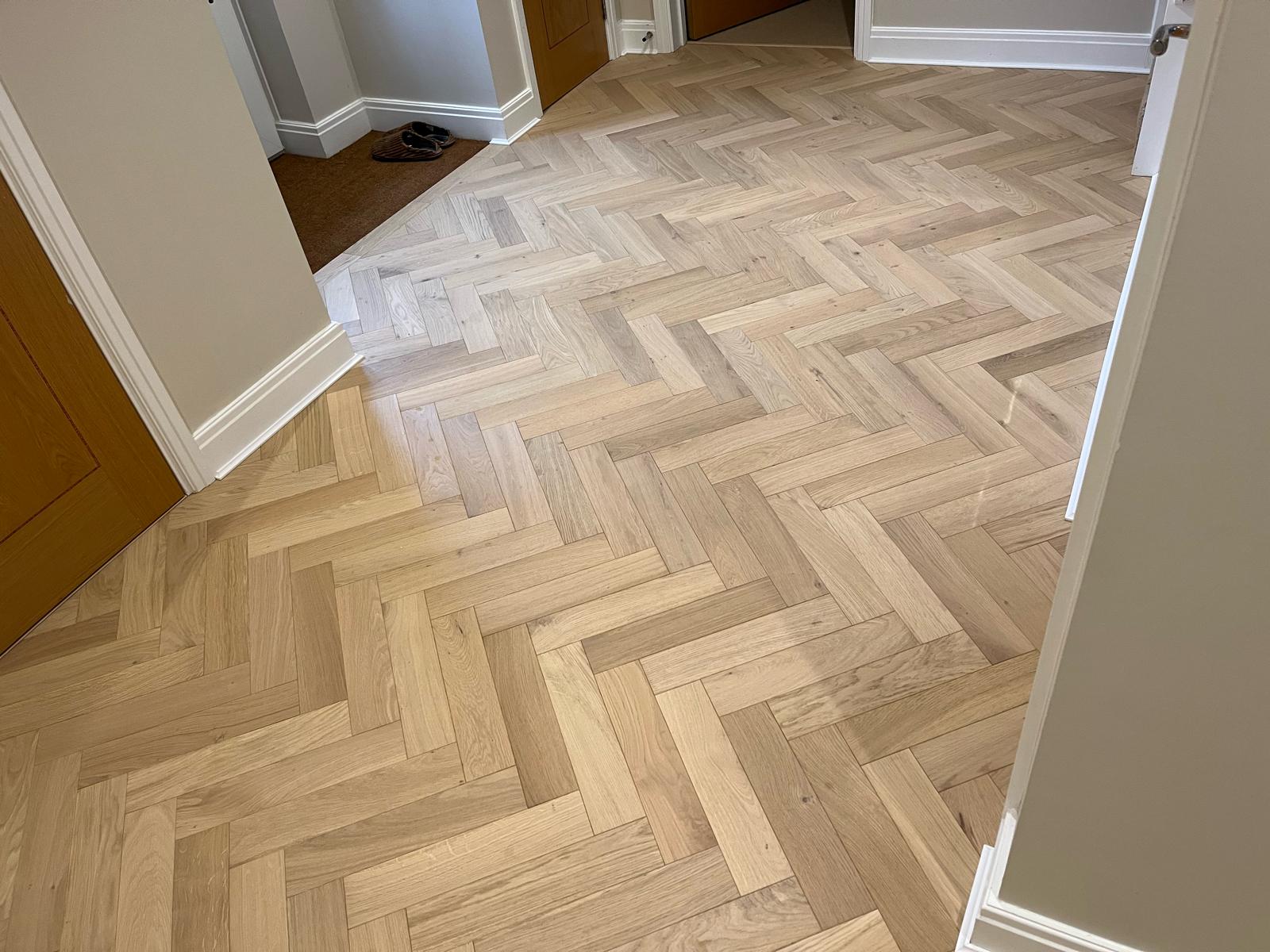 Oak Herringbone Parquet Flooring Installed, Bournemouth