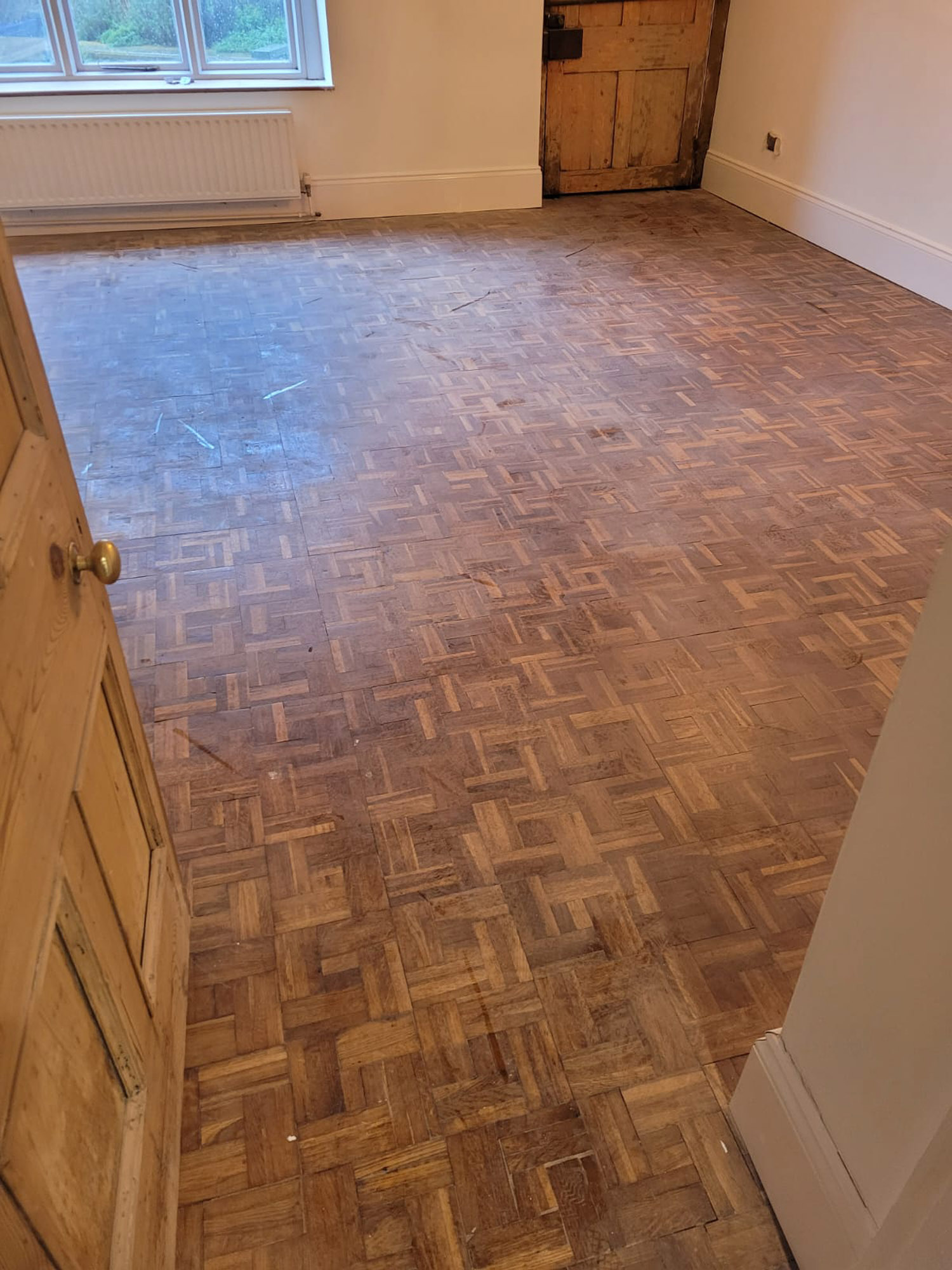Double-Weave Oak Parquet Floor Repaired & Restored, Salisbury