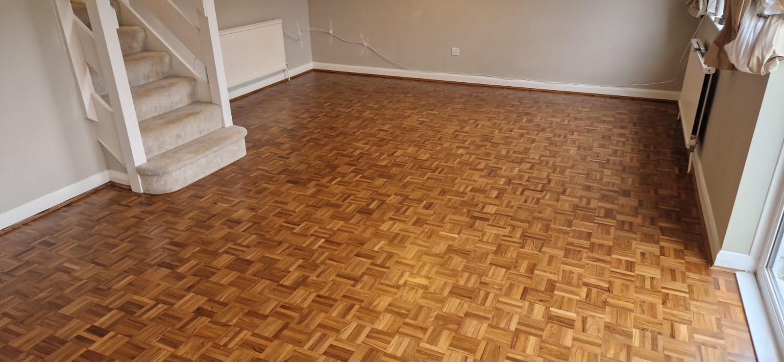 Teak Mosaic Parquet Floor Restoration, Winchester
