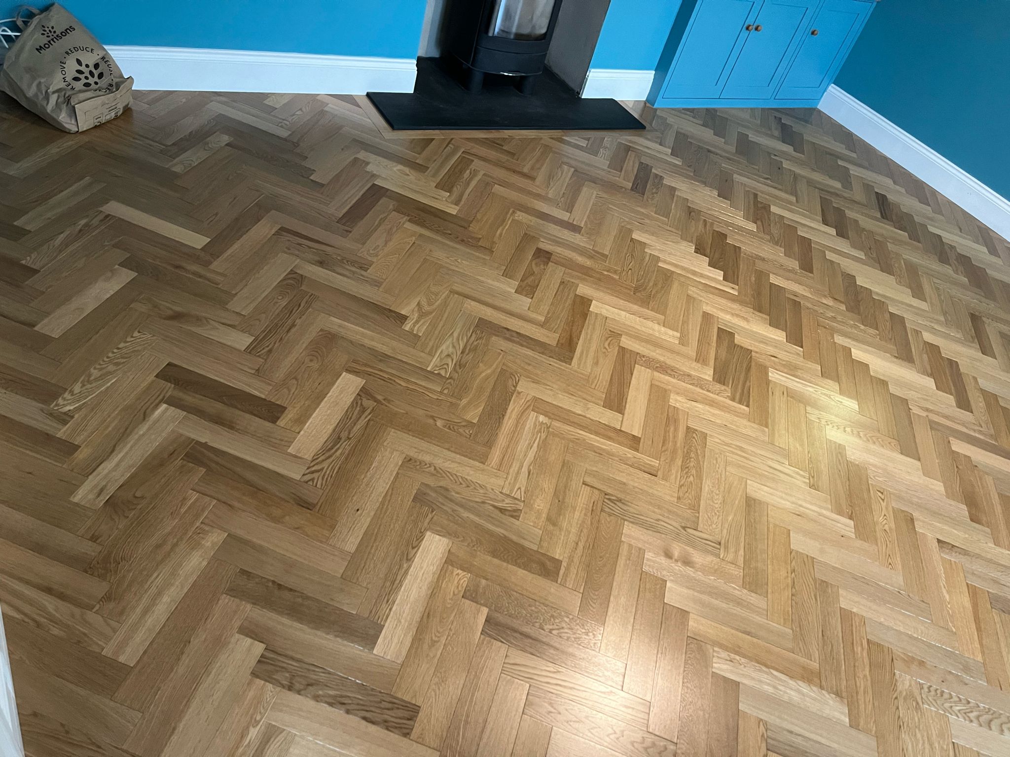 Eton Oiled Oak Herringbone Parquet Wood Flooring Fitted, Salisbury