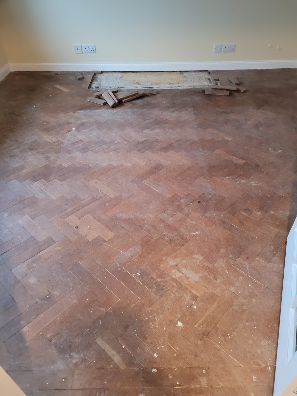 Oak Herringbone Parquet Floor Repaired & Restored, Bournemouth