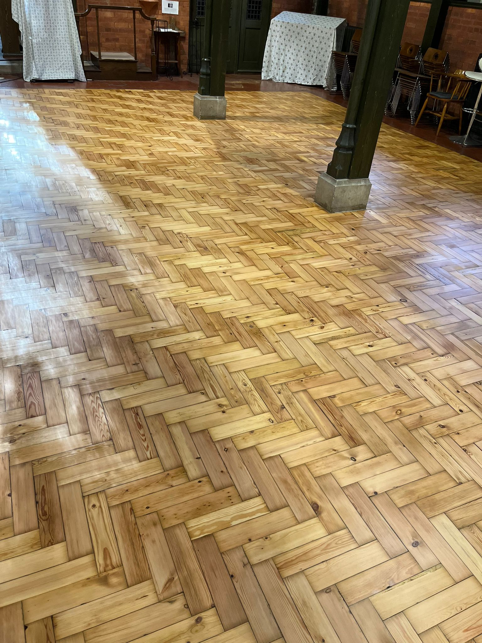 Pine Parquet Church Floor Sanded & Restored, St Michael & All Angels, Wimborne