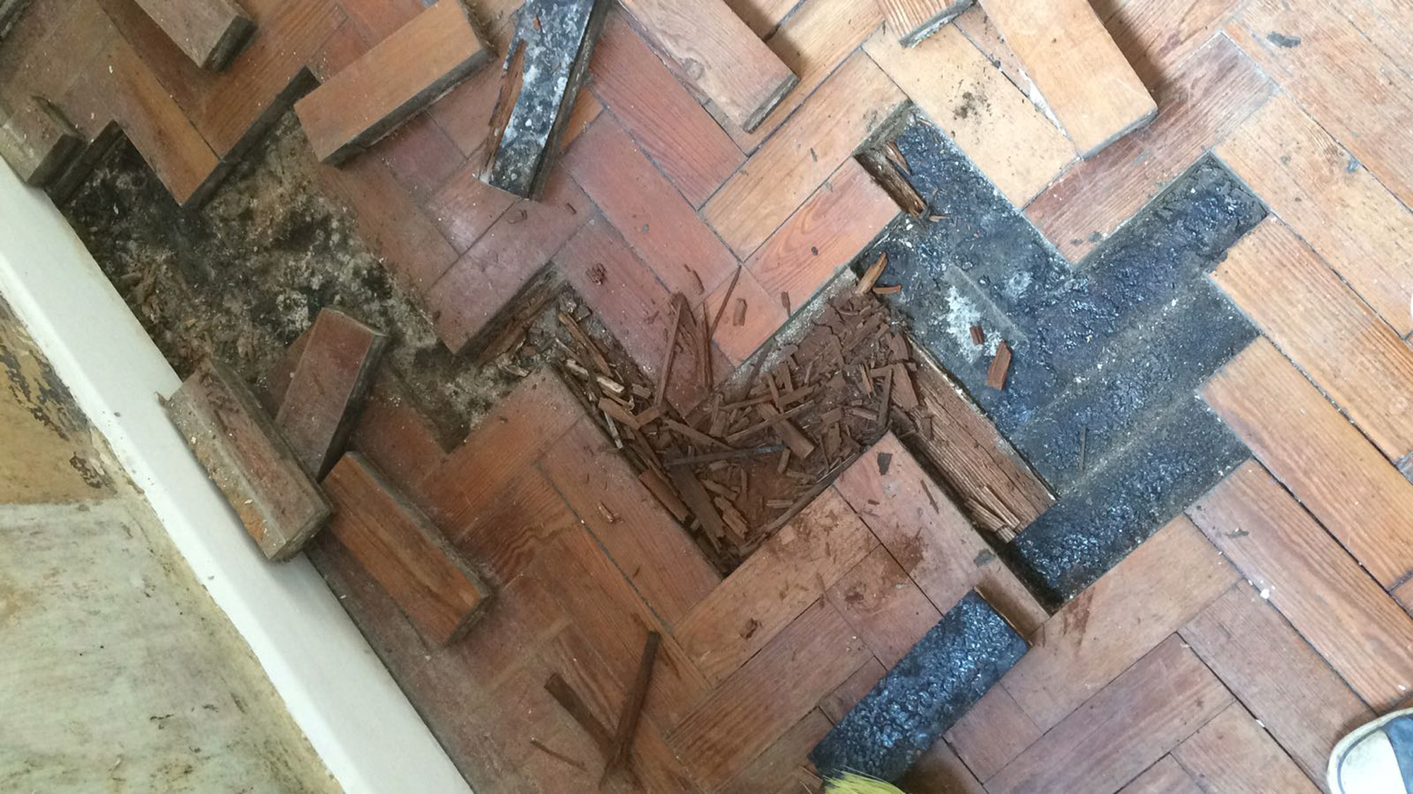 Pine Parquet Floor Repaired & Restored, Romsey