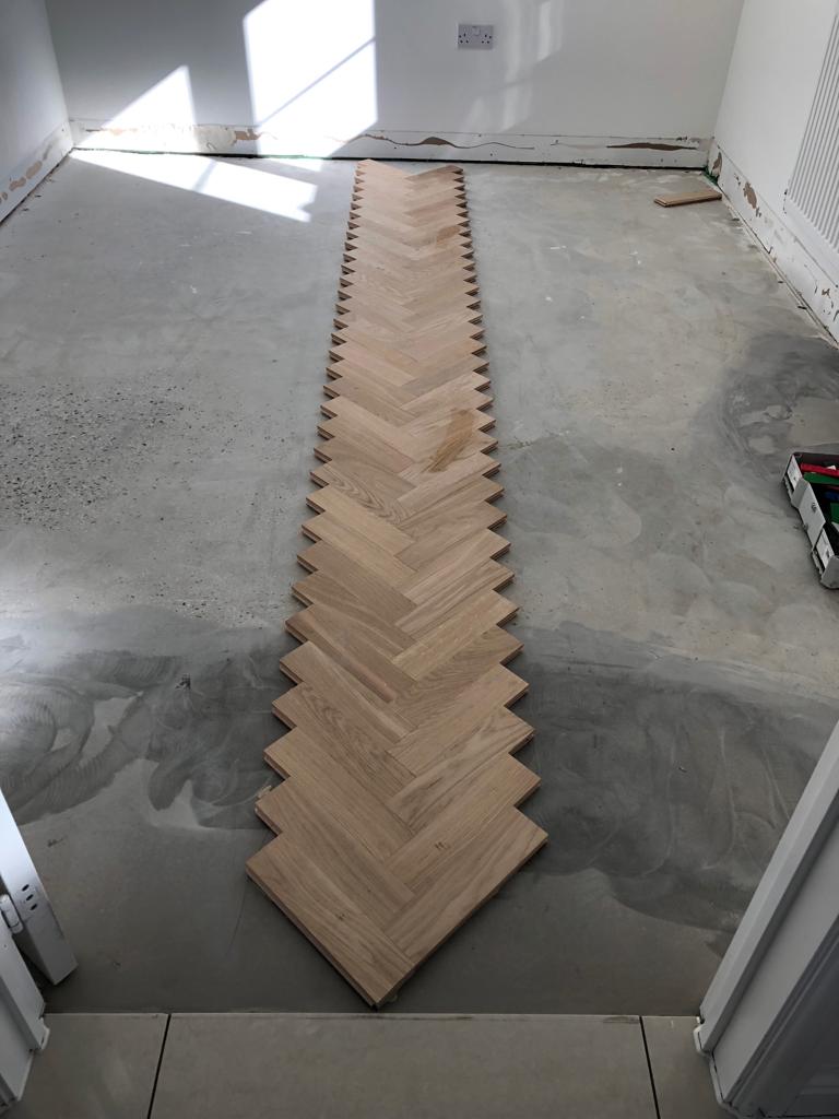 Prime Oak Herringbone Parquet Floor Supplied & Installed, Pewsey