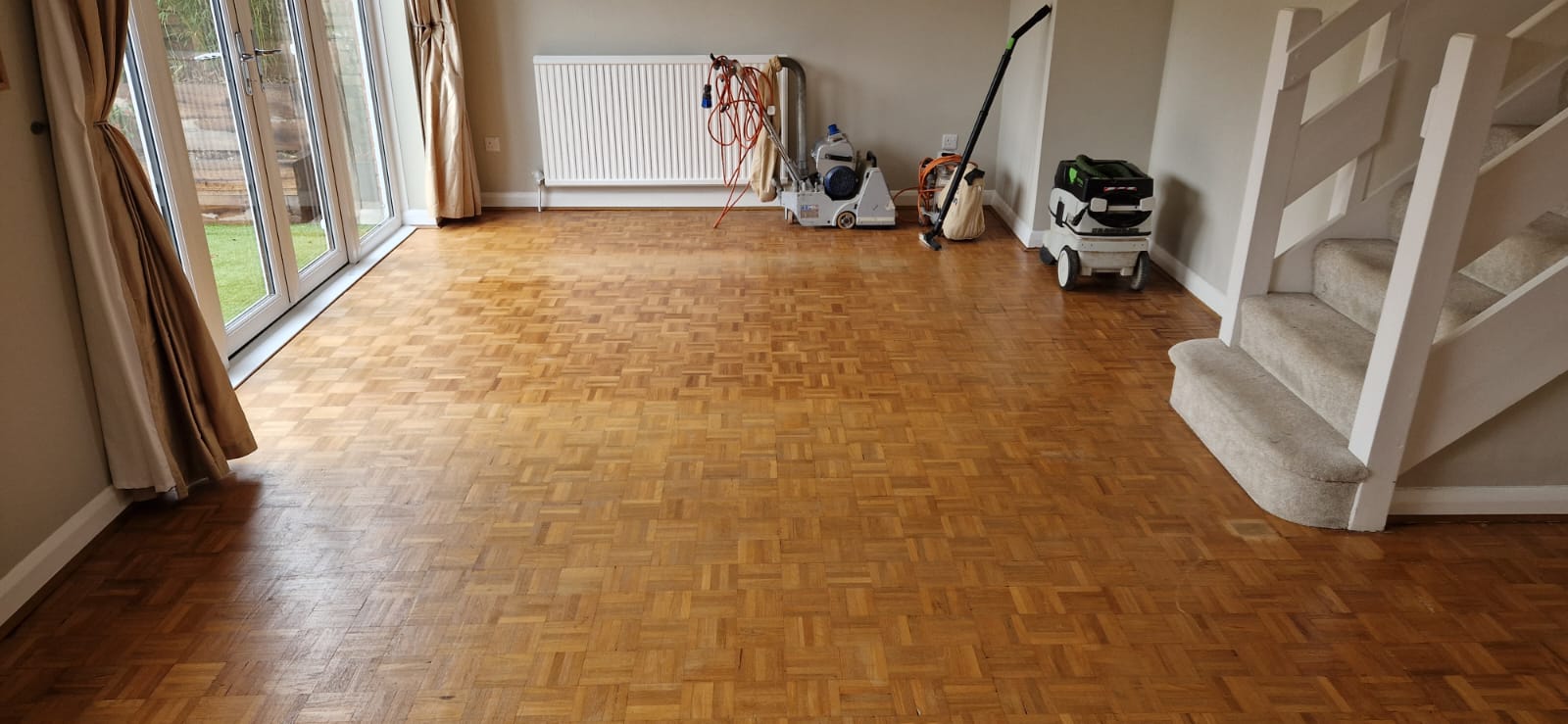 Teak Mosaic Parquet Floor Restoration, Winchester