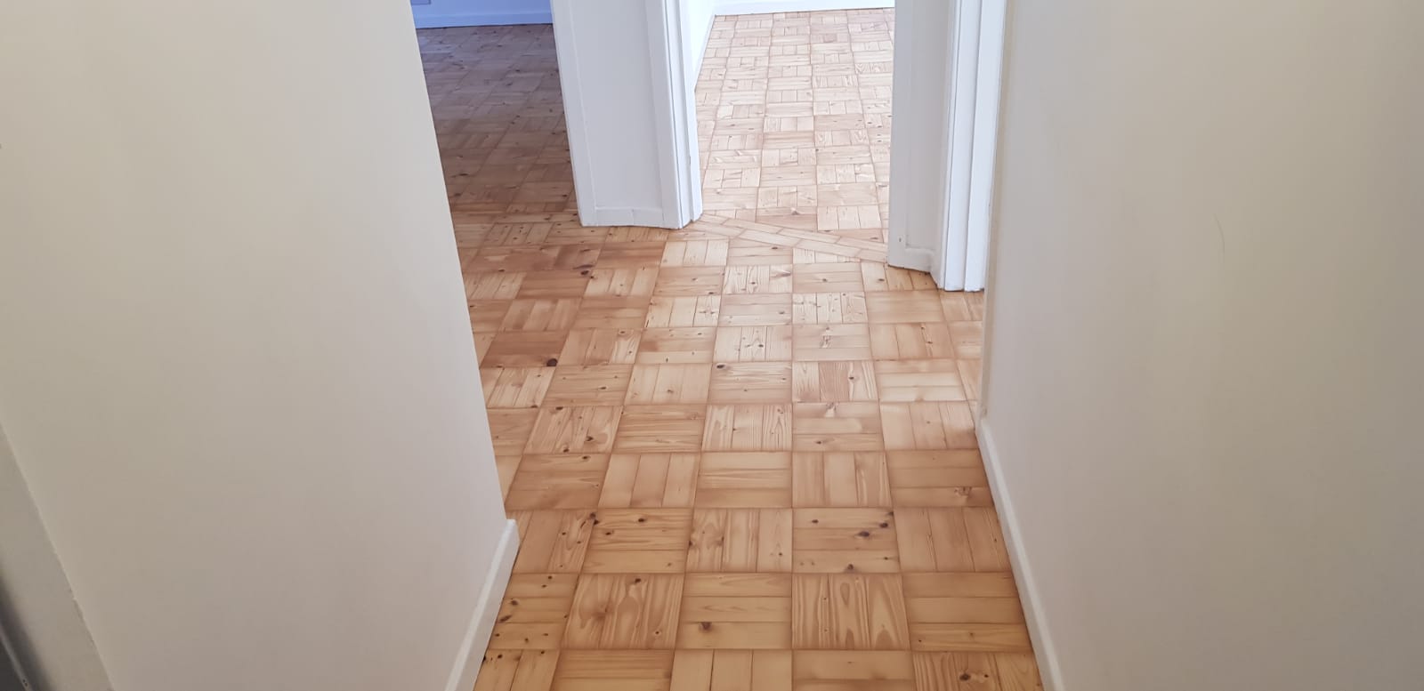 Pine Basket Weave Parquet Floor Restoration, Southampton