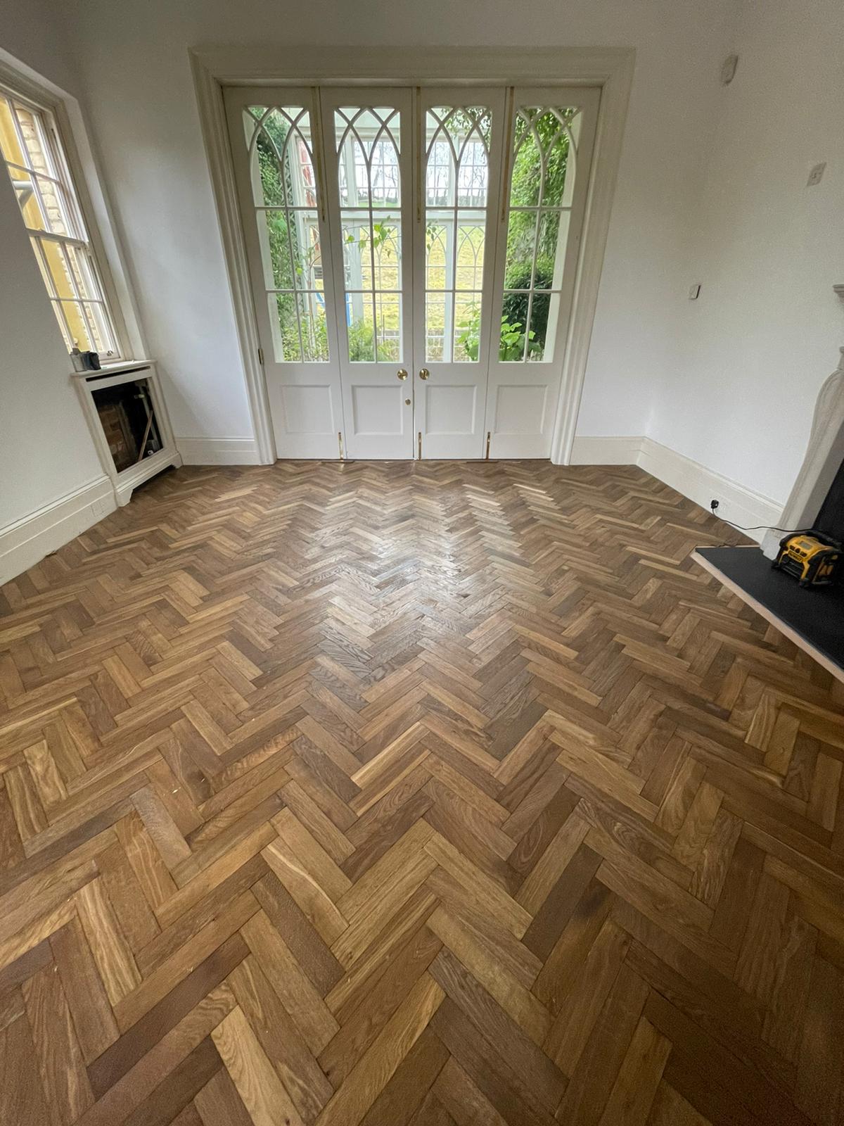 Smoked Herringbone Parquet Fitted, Reddish House, Broad Chalke, Salisbury