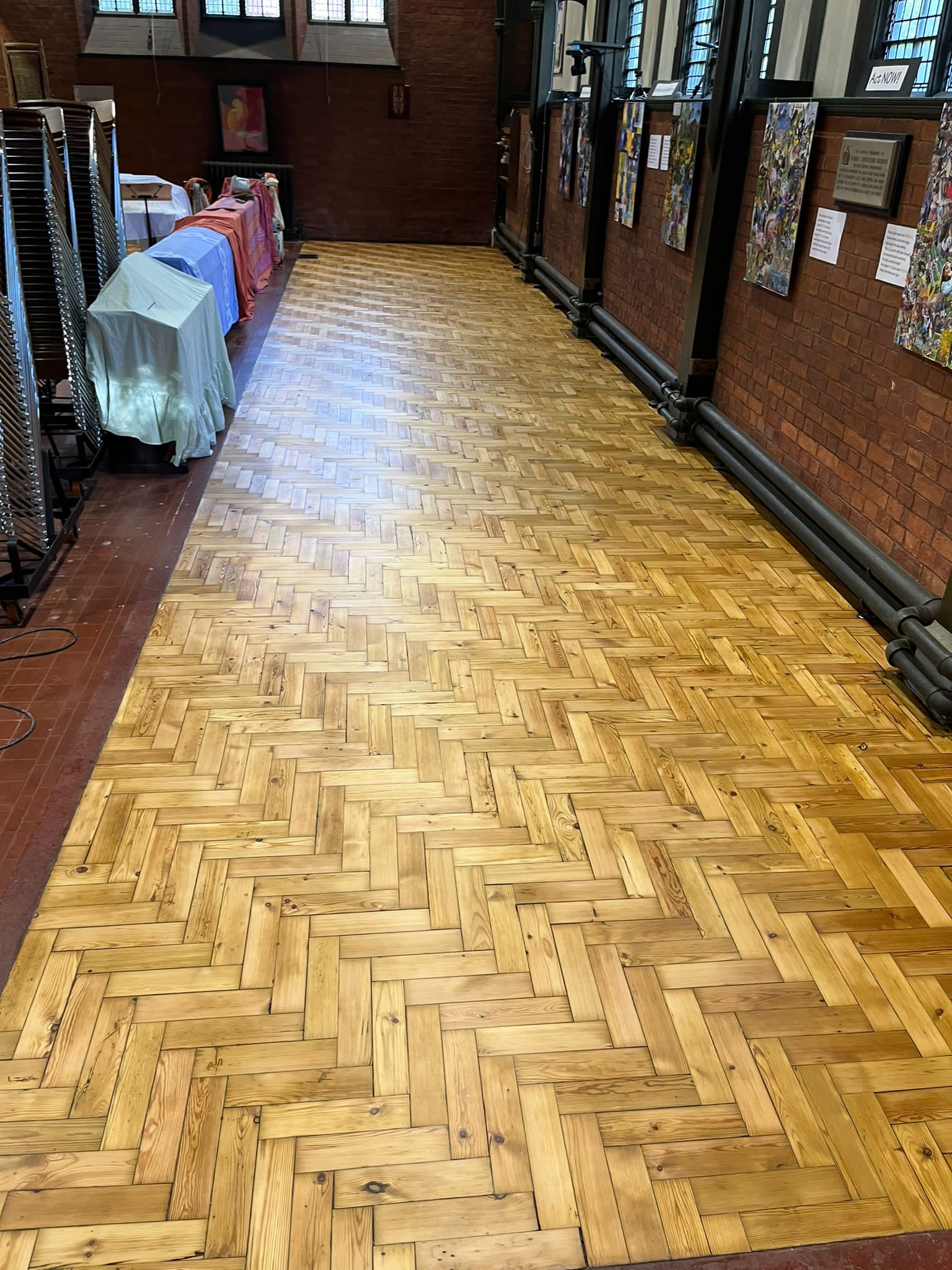 Pine Parquet Church Floor Sanded & Restored, St Michael & All Angels, Wimborne