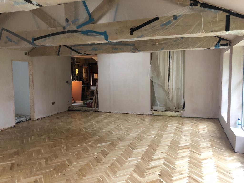 Supplied & Finished Rustic Herringbone Parquet Flooring, Southampton