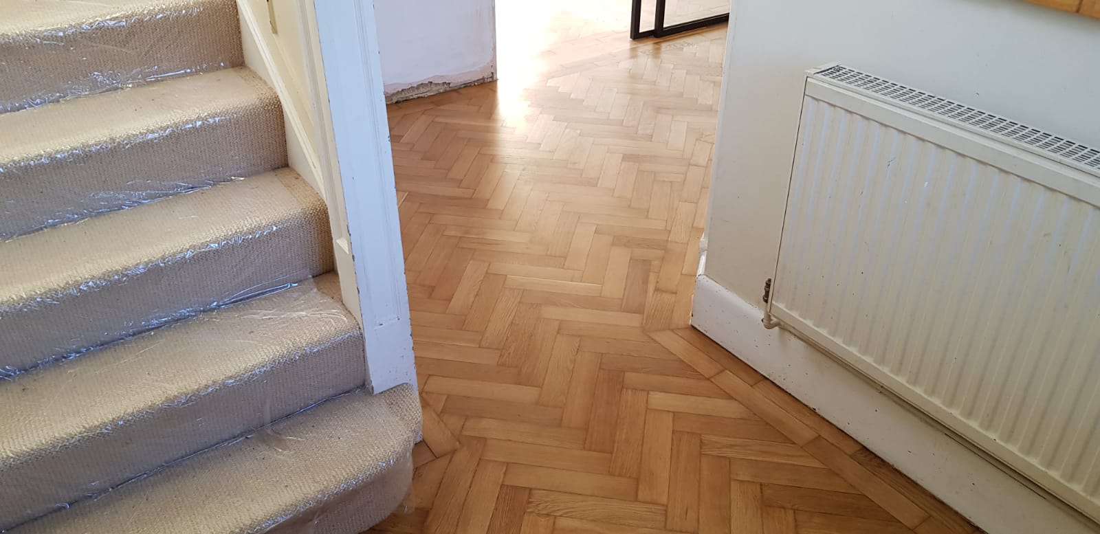 Oak Herringbone Parquet Floor Restoration, Andover