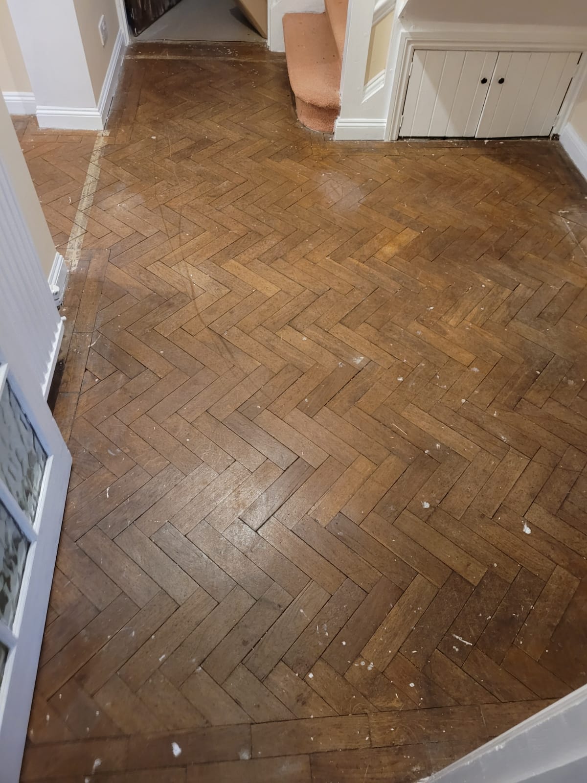 Oak Herringbone Parquet Floor Repaired & Restored, Bournemouth