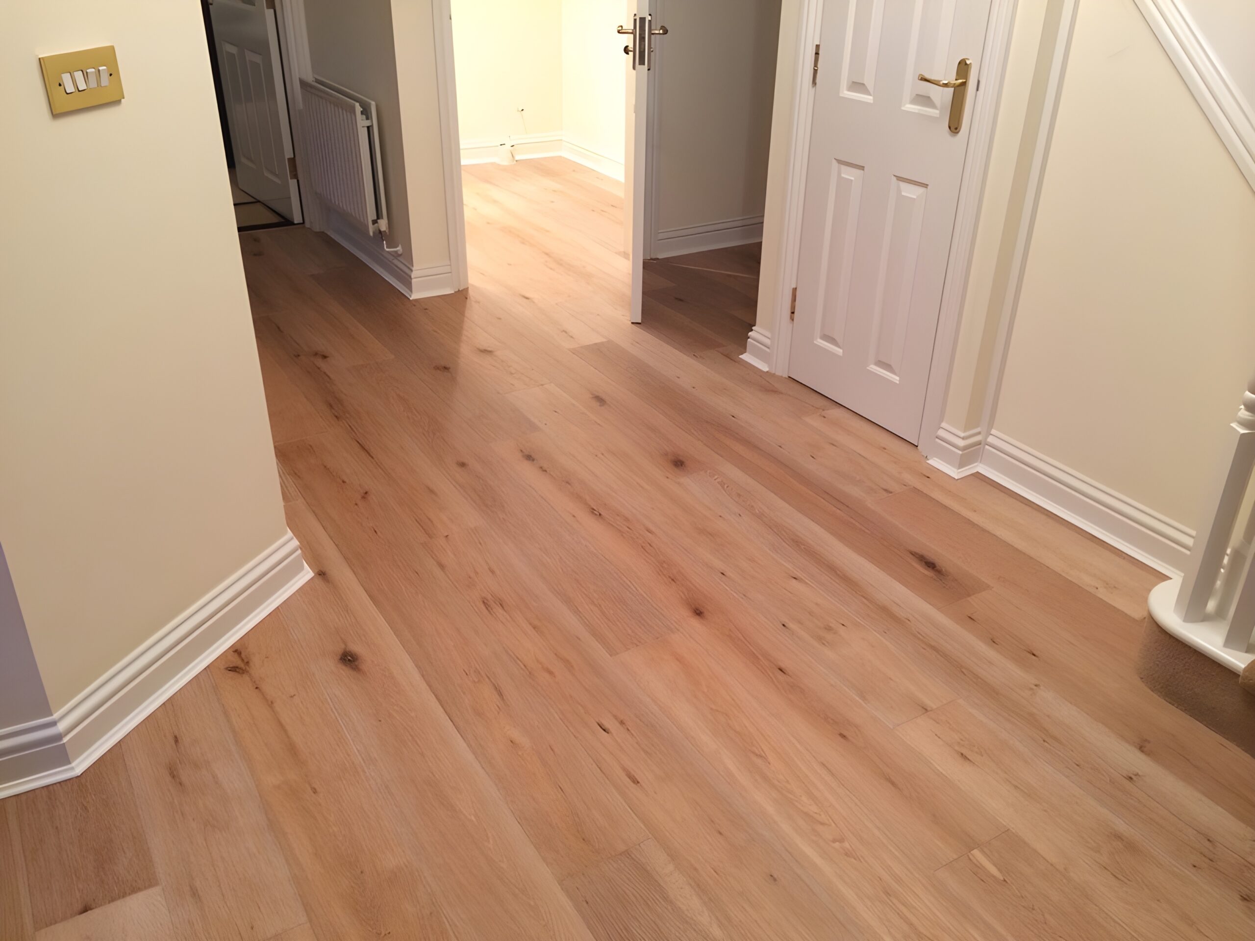 White wash oiled oak wood flooring installed in Trowbridge