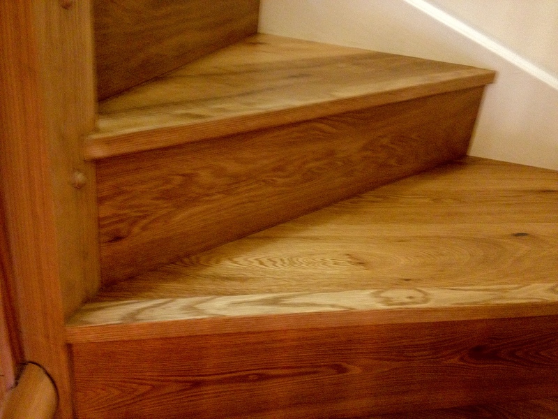 Stairs cladded with oak wood flooring in Wiltshire