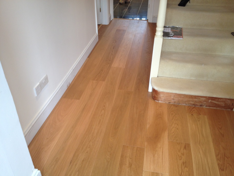 Engineered oak wood flooring with inset coir mat in Wilton, Salisbury