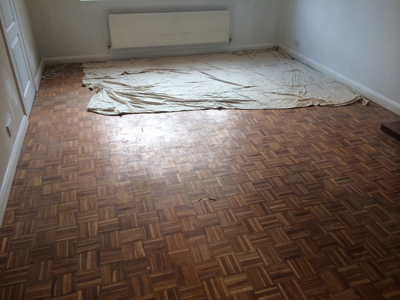 Parquet mosaic wooden floor sanding/restoration with repairs and refinishing Stockbridge