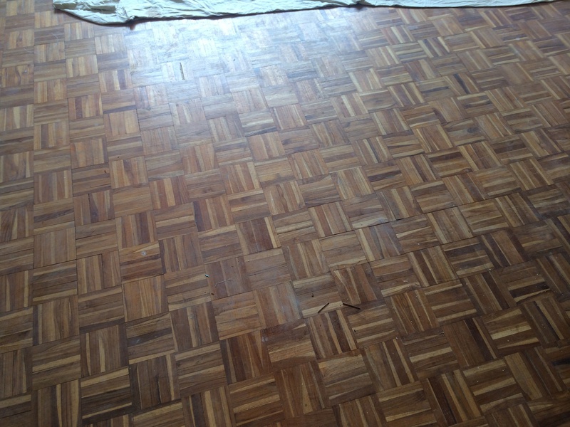 Parquet mosaic wooden floor sanding/restoration with repairs and refinishing Stockbridge
