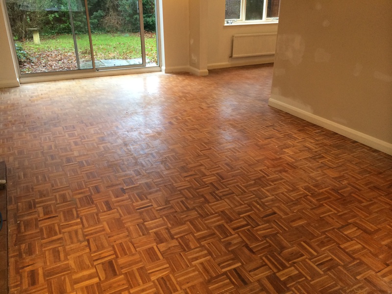 Parquet mosaic wooden floor sanding/restoration with repairs and refinishing Stockbridge