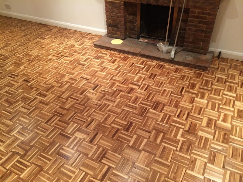 Parquet mosaic wooden floor sanding/restoration with repairs and refinishing Stockbridge