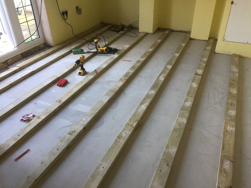 brushed and oiled oak flooring with new oak skirting - Codford