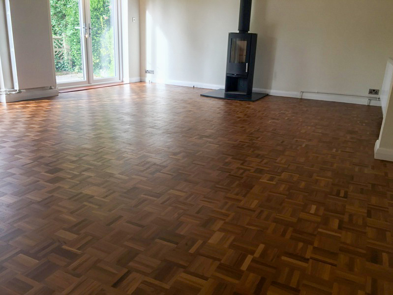 Sanding and refinishing parquet mosaic Lymington