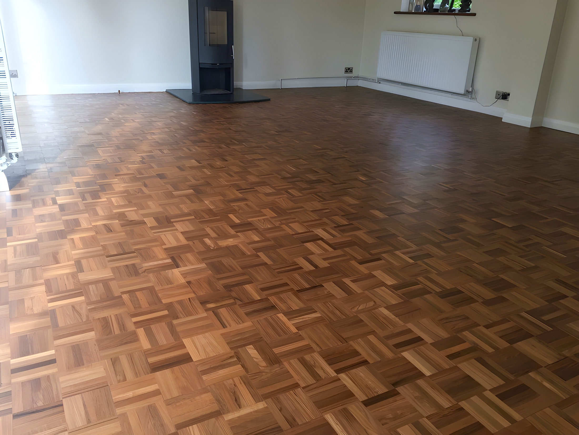 Sanding and refinishing parquet mosaic Lymington