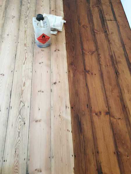 Sanding and staining pine floorboards in Warminster
