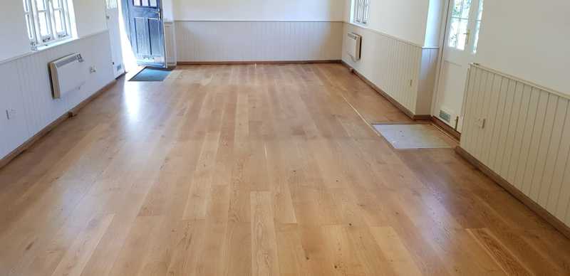 Sanding and sealing of Oak plank flooring in Lymington, after.
