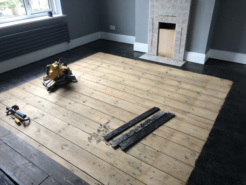 old Victorian pine floorboards sanded, repaired and sealed with Bona Traffic HD