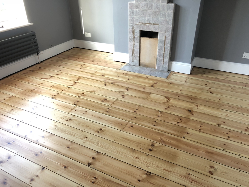 old Victorian pine floorboards sanded, repaired and sealed with Bona Traffic HD