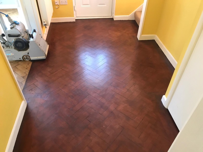 Oak Parquet floor restoration - extended - repaired - sanded and finished with Bona Traffic in Southampton