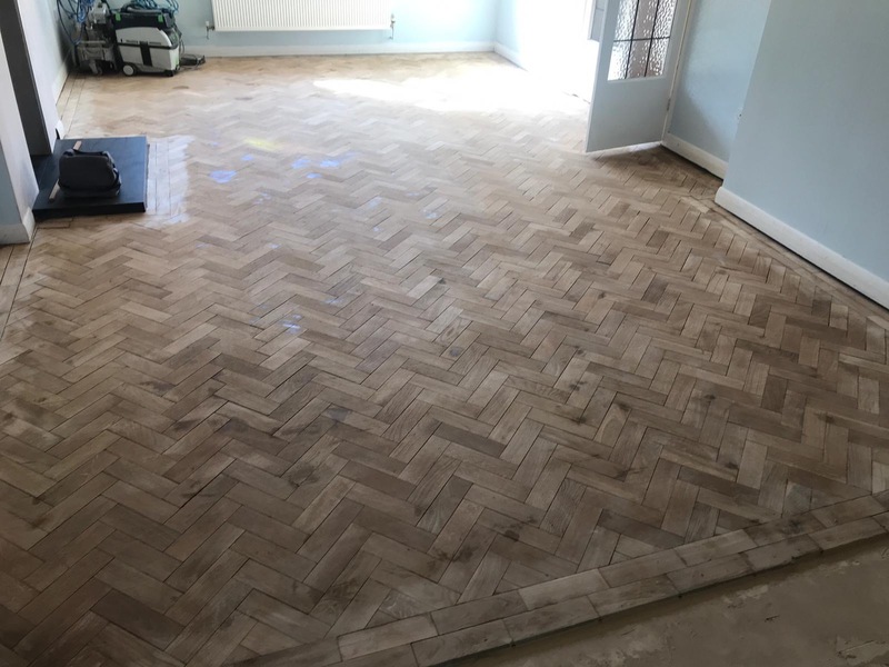 Oak Parquet floor restoration - extended - repaired - sanded and finished with Bona Traffic in Southampton