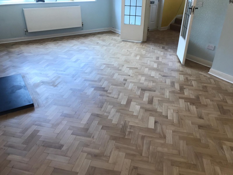 Oak Parquet floor restoration - extended - repaired - sanded and finished with Bona Traffic in Southampton