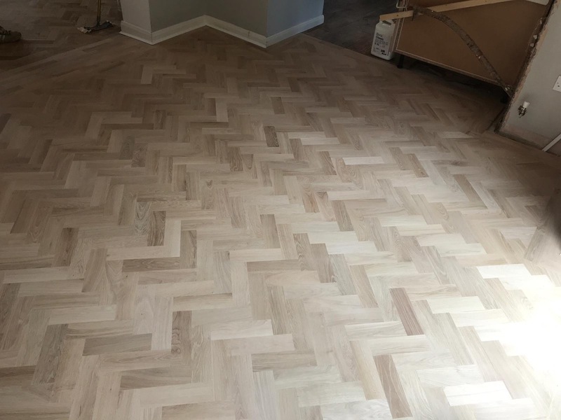 Oak Parquet floor restoration - extended - repaired - sanded and finished with Bona Traffic in Southampton