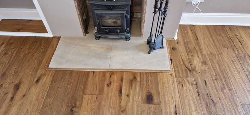 Smoked oak distressed engineered wood installed in Southampton