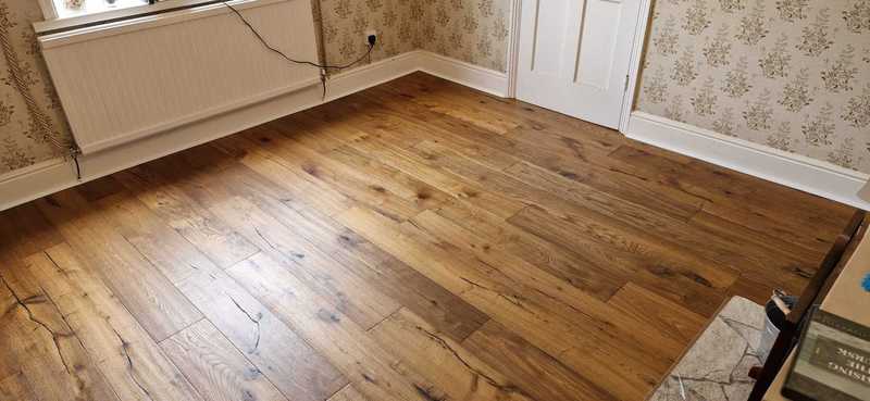 Smoked oak distressed engineered wood installed in Southampton