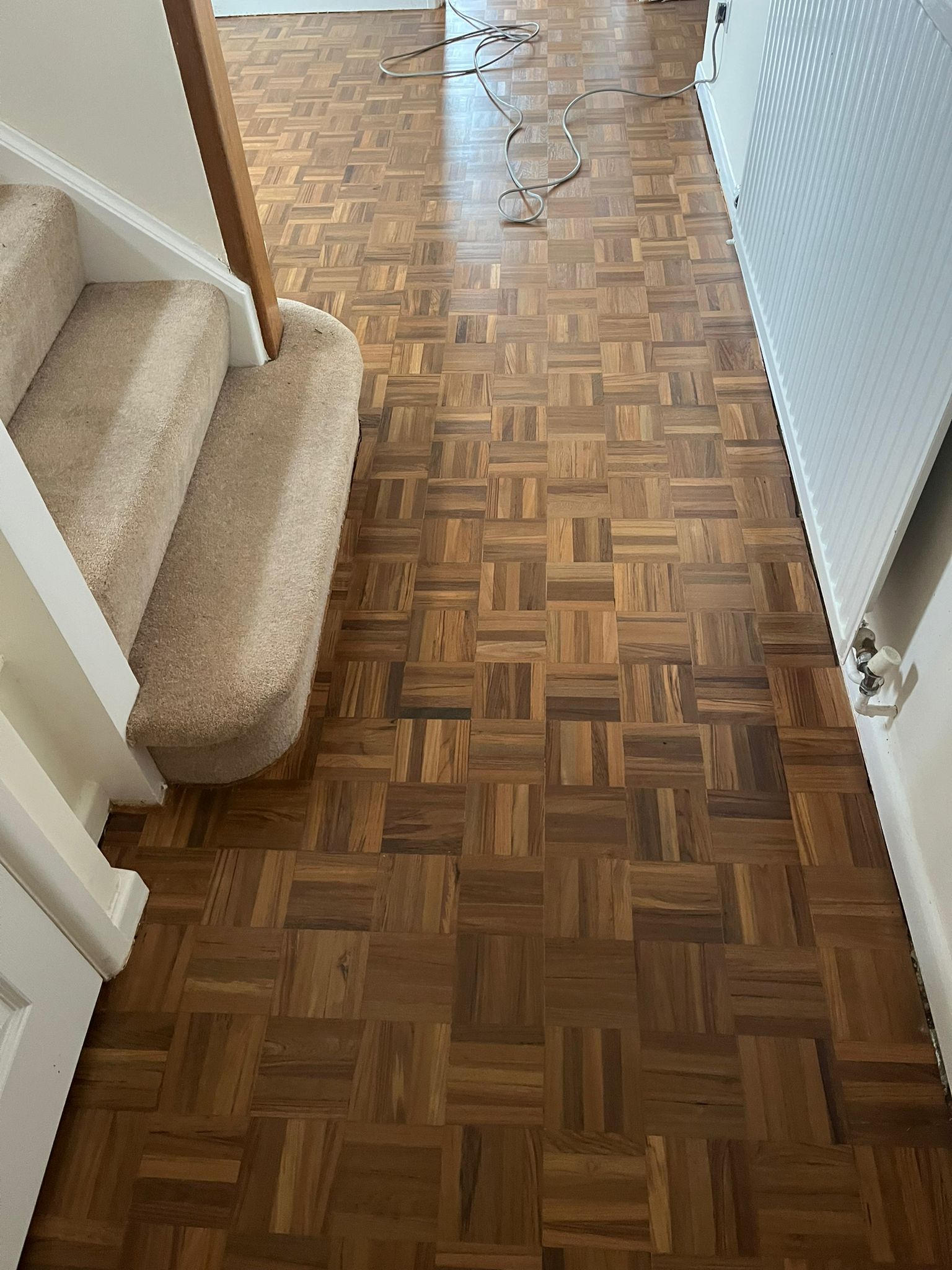 Iroko Mosaic Parquet Restoration, Bishopstone